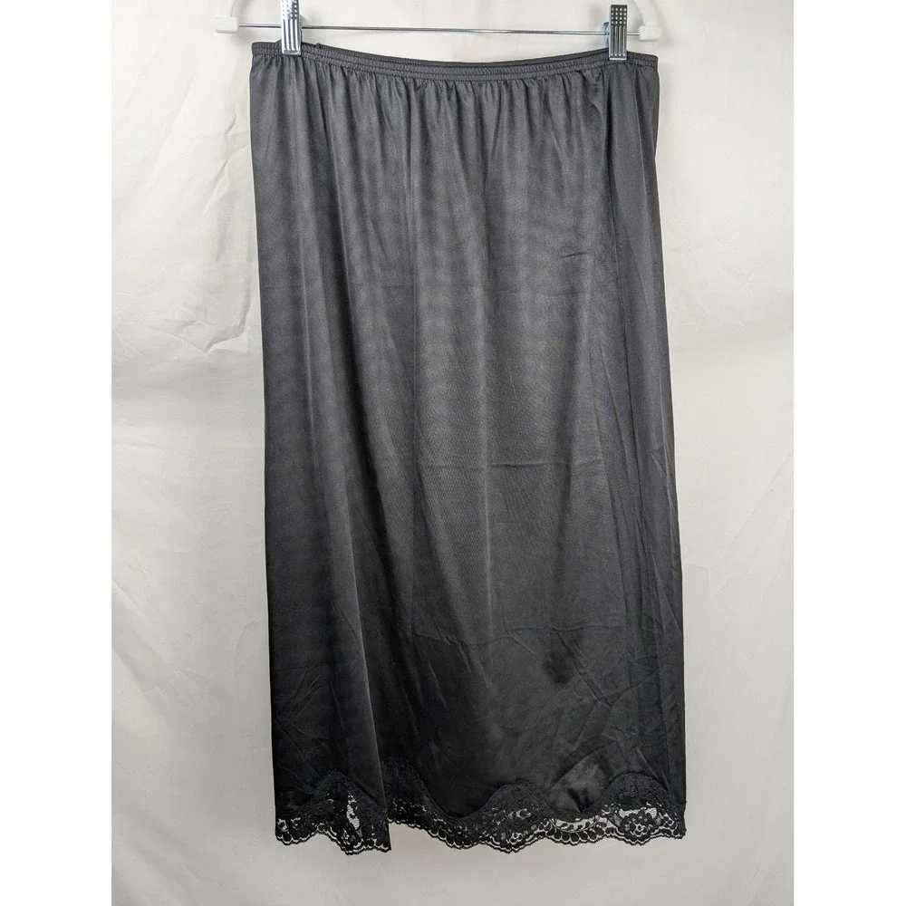 Vintage 90s Satin Lace Trim Half Slip 32